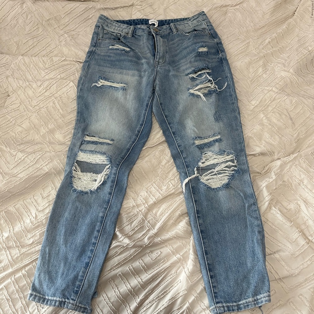 Distressed Blue Skinny Jeans